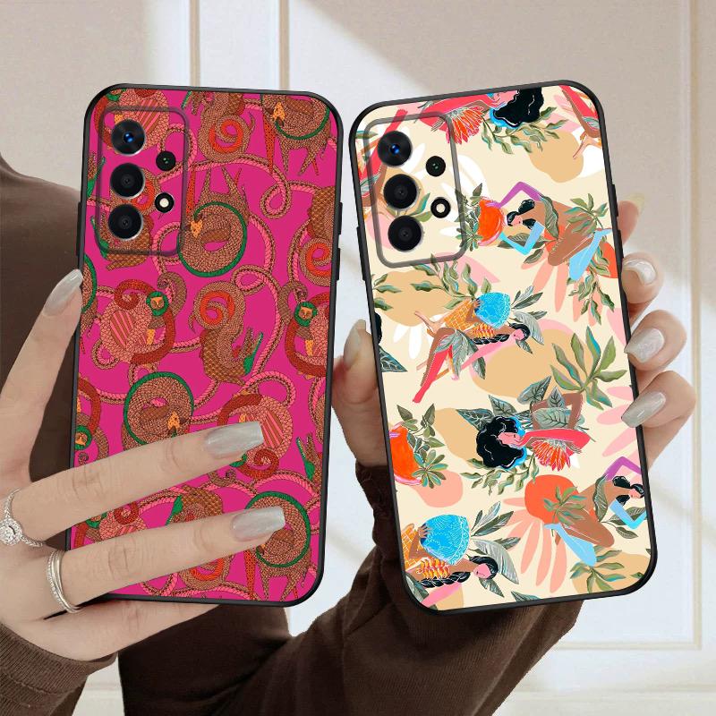 Flowers and Women For Samsung A03 Core A 04 05 06 12 14 15 16 22 23 Galaxy A25 26 4G 34 35 52 53 56 71 73 90 5G soft phone case