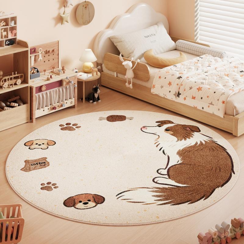 Cartoon Style Living Room Decoration Round Carpet Cat Pattern Rugs for Bedroom Fluffy Soft Lounge Floor Mat Home Thick Plush Rug