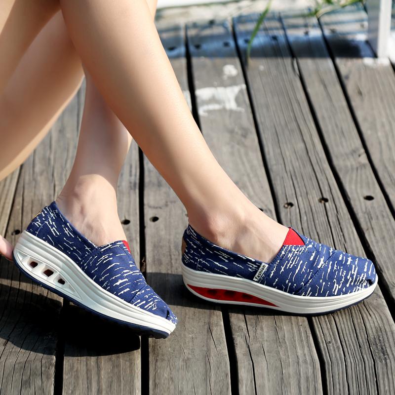 Hot Sale Fitness Shoes Women Swing Wedges Platform Zapatos Mujer Canvas Trainers Shoes Woman Breathable Women Sneakers WSH3301
