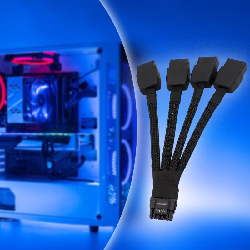 Powerful 600W PCIe 4x 8Pin Female To 16Pin Graphics Card Power Cable 12VHPW For Gaming PC Builds