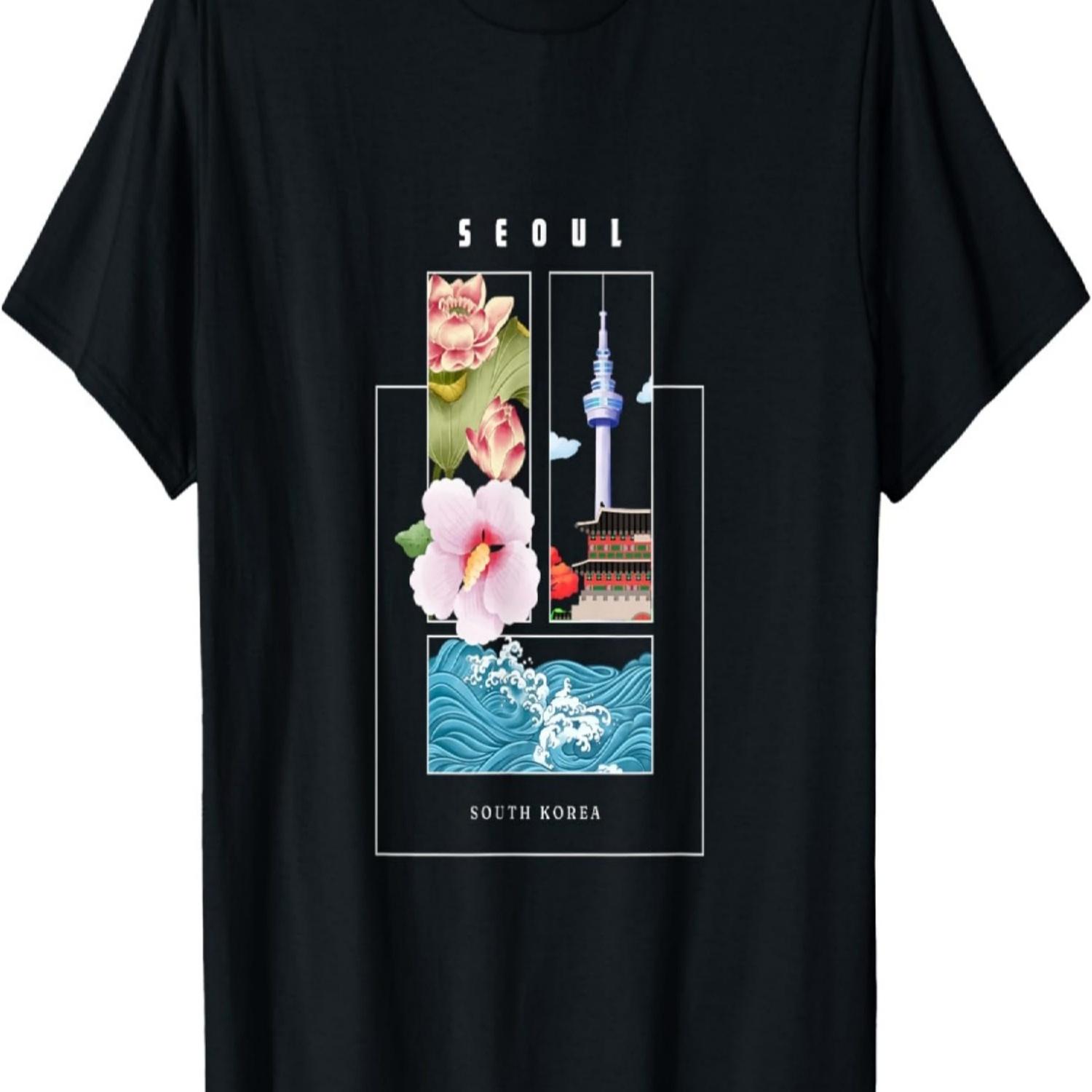 Seoul South Korea Flower Wave Korean Flower T-Shirt S
