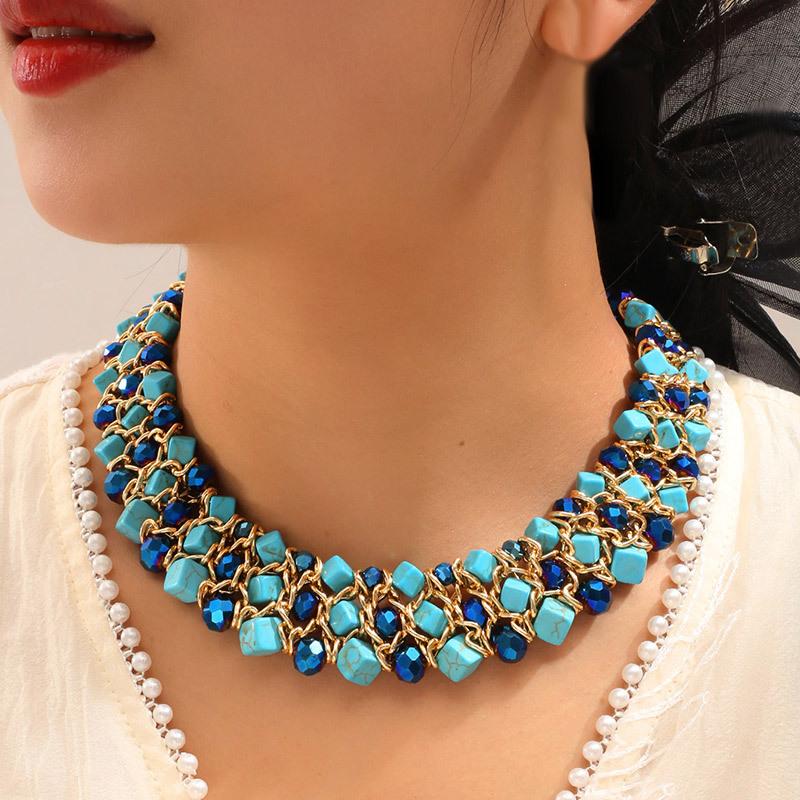 Ethnic Glasses Mixed Choker Necklace Women Multilayer Jewelry Accessories