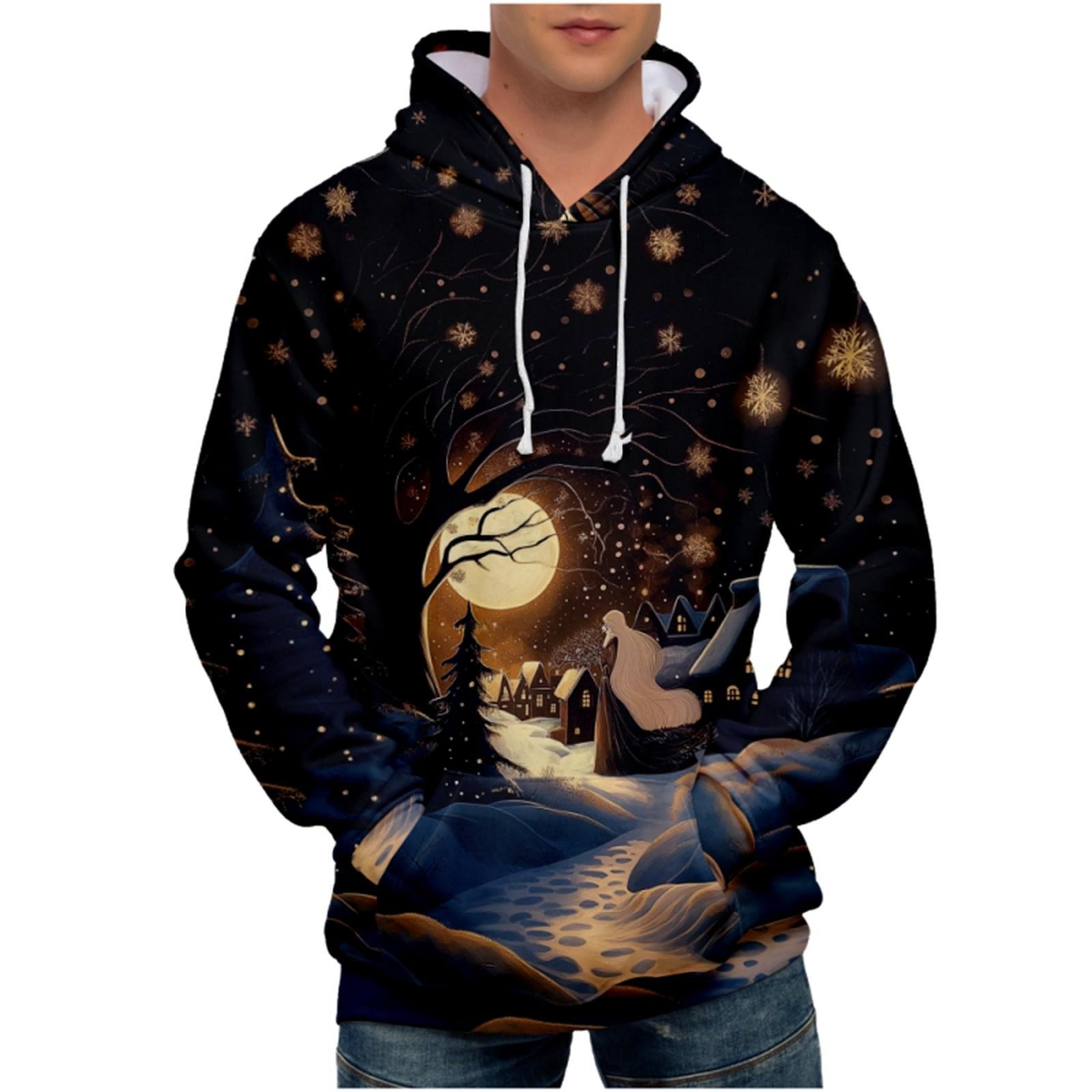 

Мужская свободная толстовка с капюшоном с принтом, мужская повседневная модная спортивная толстовка XXXXL чёрный