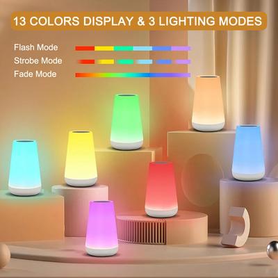 Veilleuse à 13 couleurs changeantes RGB Télécommande Lampe tactile à intensité variable Lampes de table portables de chevet Lampe de nuit rechargeable par USB