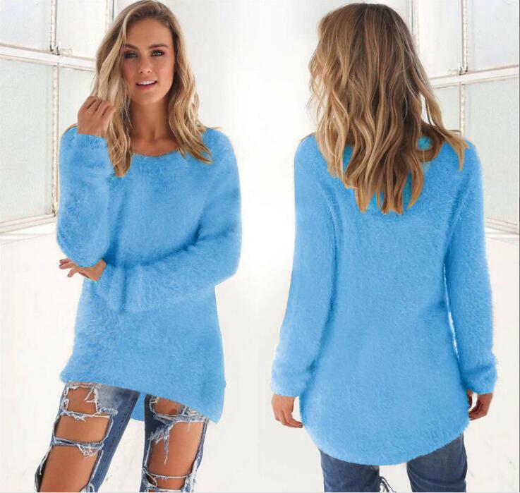 Women's Solid Color Long Sleeve Sweater Top for Autumn/Winter