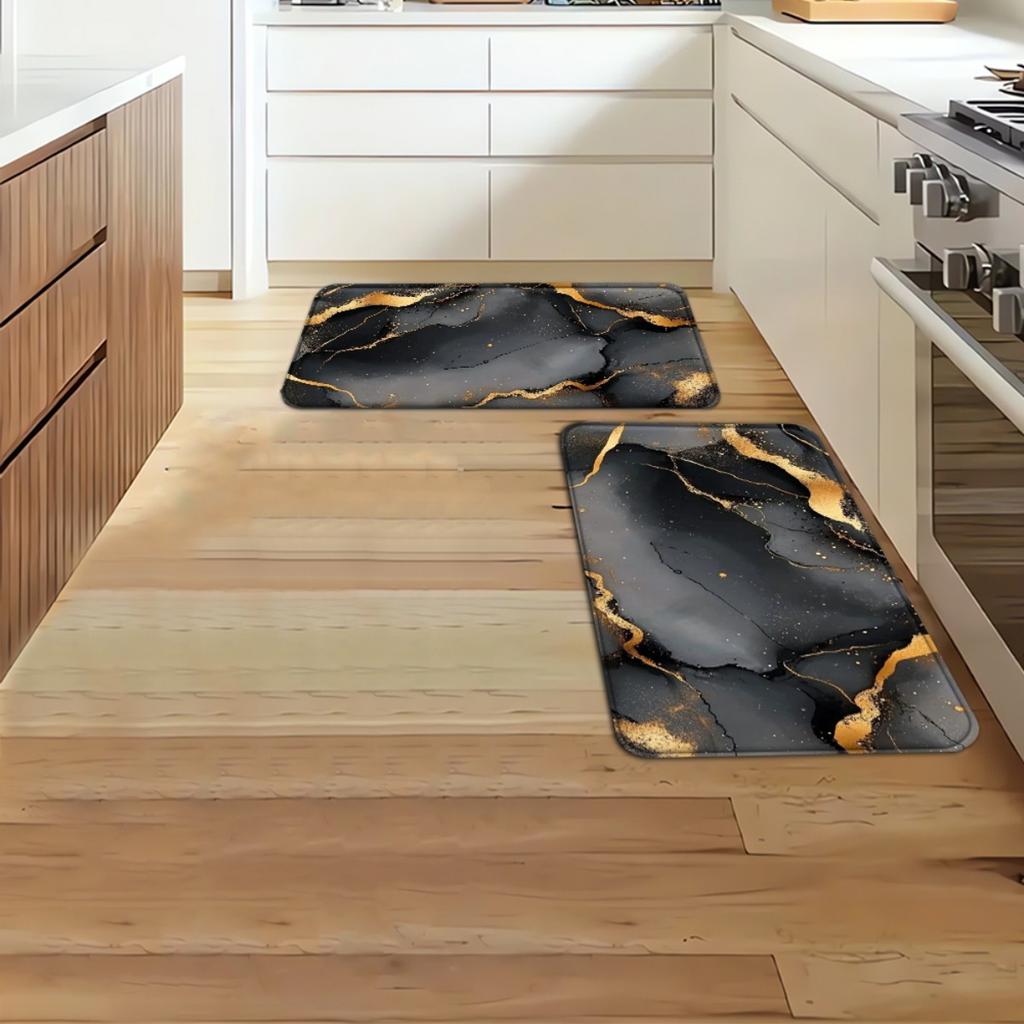 1 Stück Anti-Ermüdungs-Küchenteppiche, Marmordruck, wasserdicht, rutschfest, dick, gepolsterte Küchenmatte, strapazierfähig, bequeme Stehmatte für die Küche