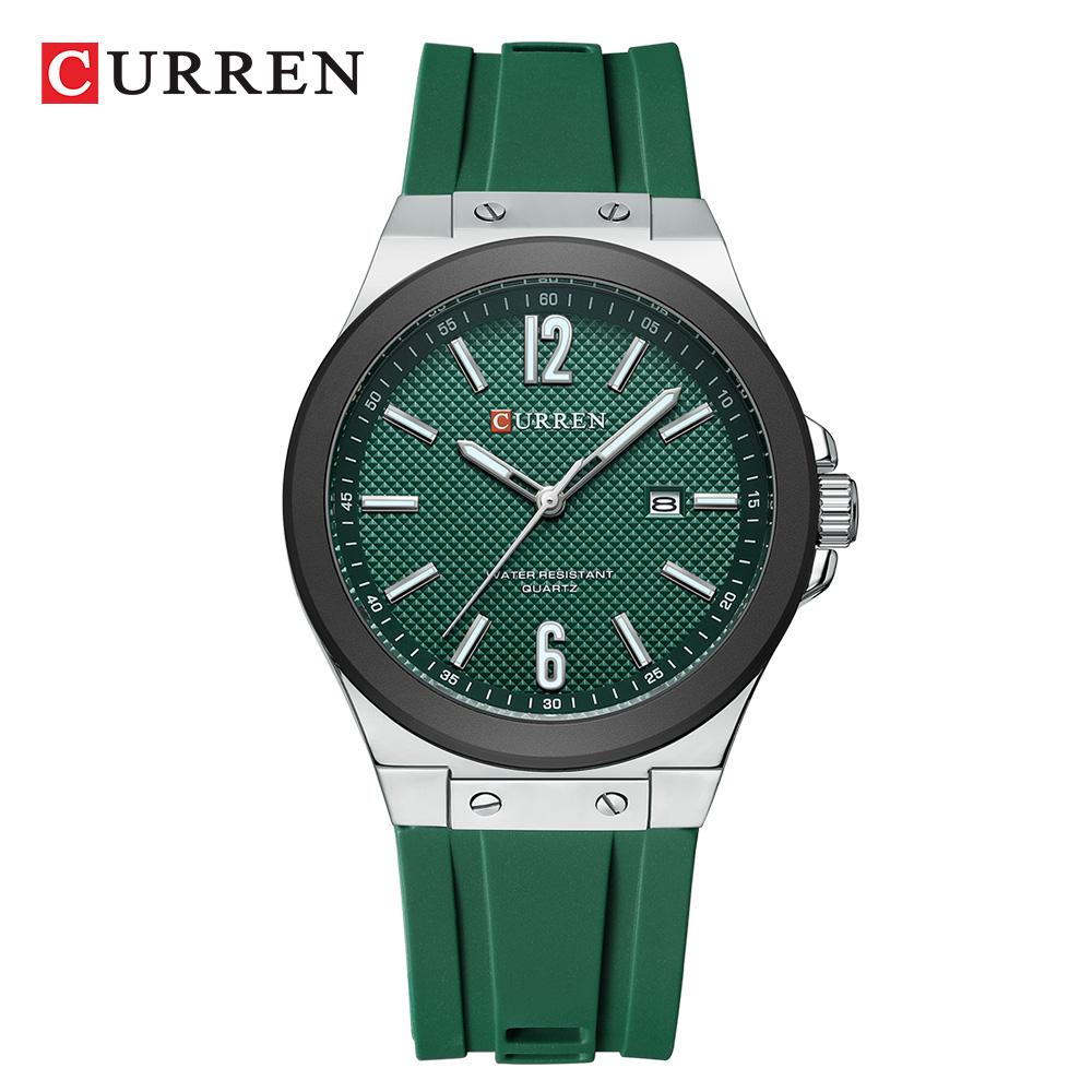 CURREN Simple Fashion Mens Watches New Top Brand Quartz Silicone Strap Wristwatch with Auto Date Waterproof Clock Luminous Hands