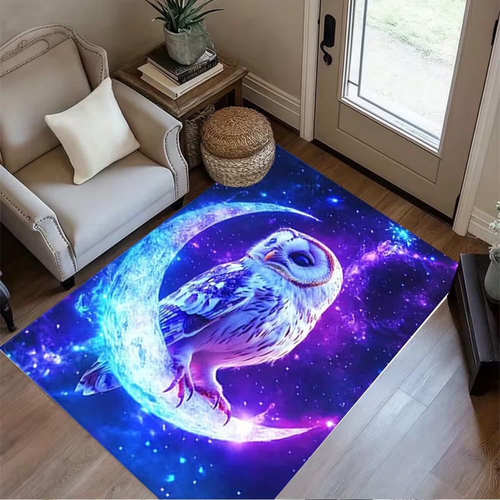 1pc Home Carpet wolf crescent moon non-slip design for bedroom living room office decor gift