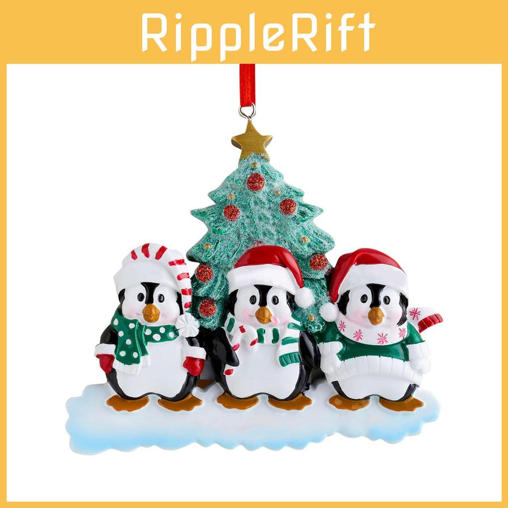 Charming Resin Penguin Family Christmas Ornaments Adorable Holiday Decorations Set