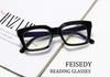 Reading Glasses Blue Light Cut Stylish Popular Retro Square Reading Glasses with Case B2479 [FEISEDY] Women's Men's