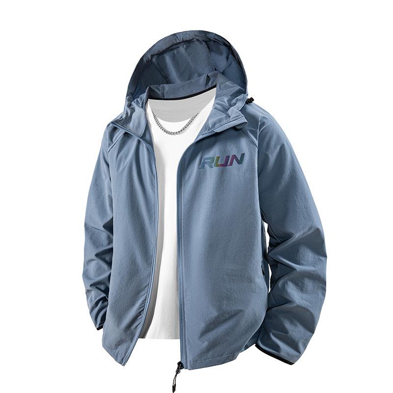 

Спортивная одежда Мужская осенне-зимняя новая куртка для бега Одежда для фитнеса Быстросохнущая одежда для тренировок на открытом воздухе для велоспорта Одежда для утренней пробежки 3XL джинсовый синий