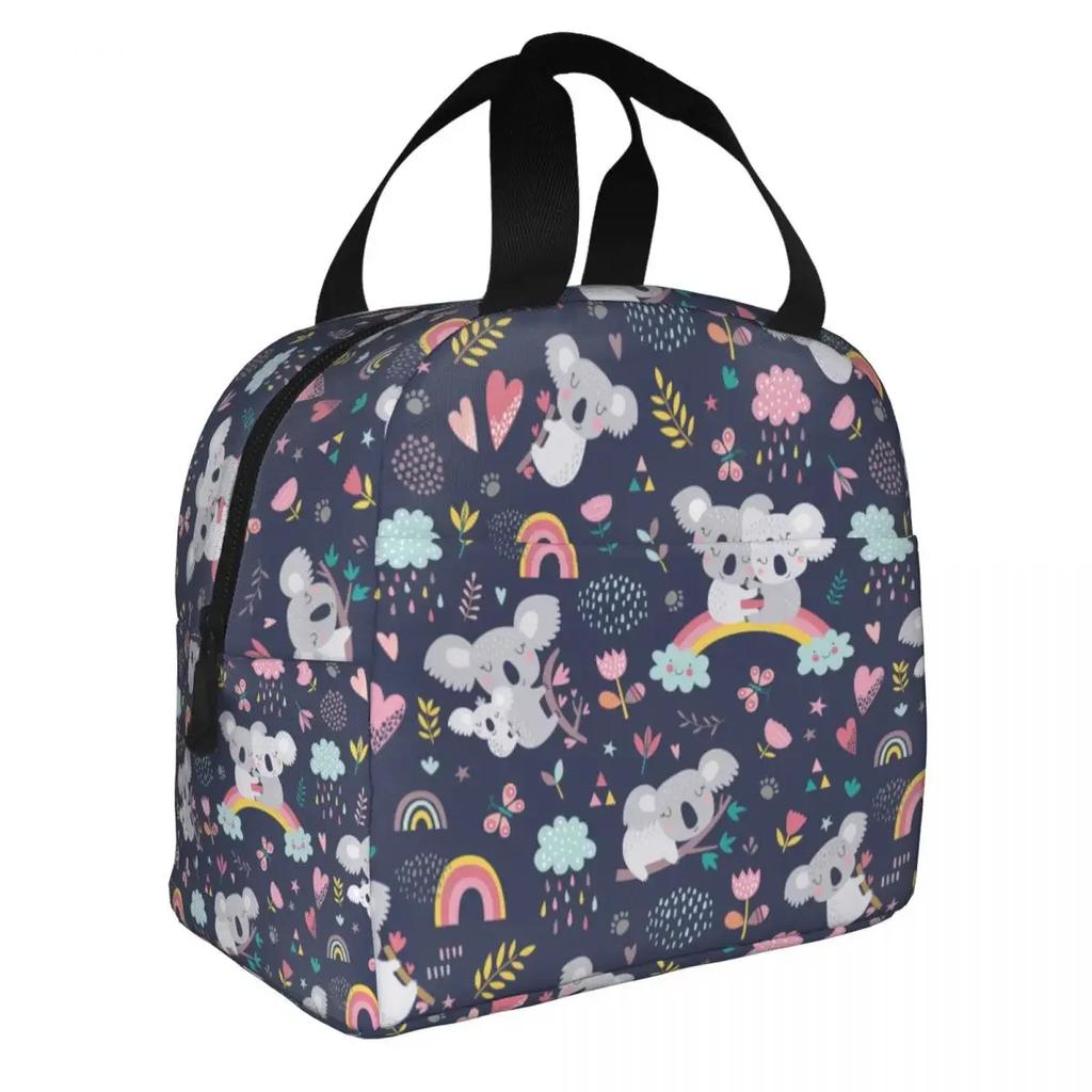 Cute Koala Lunch Bags Portable Insulated Polyester Cooler Thermal Cold Food Picnic Lunch Box for Women Kids