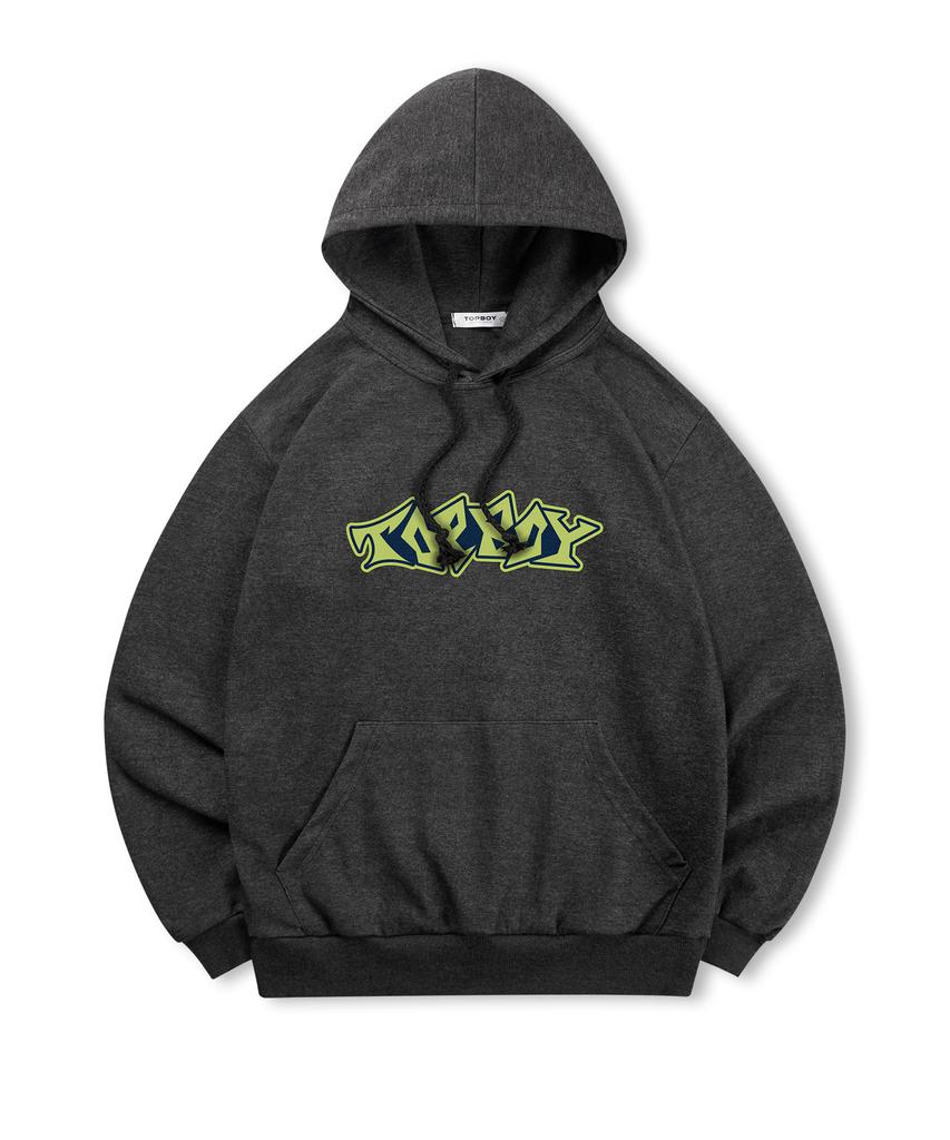[Non-Fleece Or Fleece-Lined] Graffiti Print Hooded Sweatshirt (Type B)