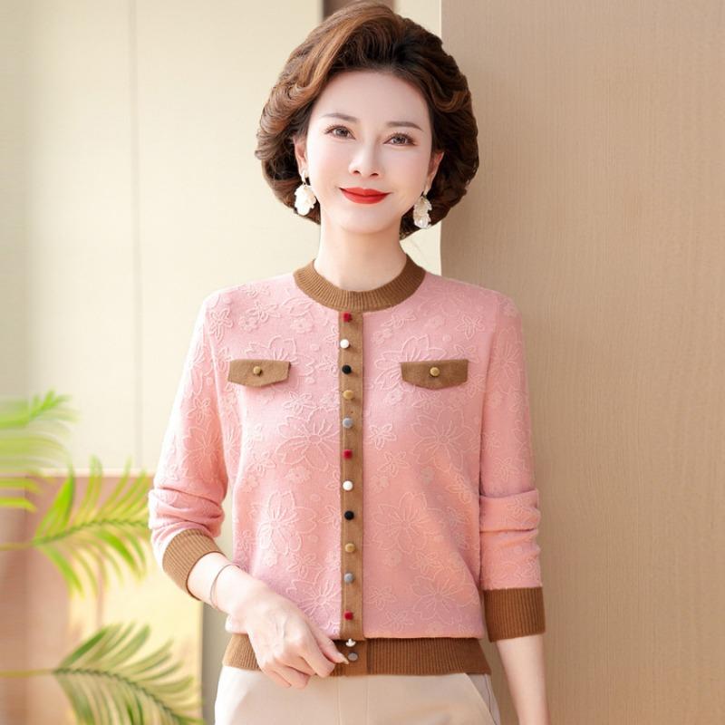 Light Mother Spring Top Women's Autumn New Temperament Knitted Bottoming Shirt Middle-aged and Elderly Sweater