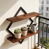 In-Stock Double Layer Iron & Wood Diamond Wall Shelf for Living Room/Bedroom