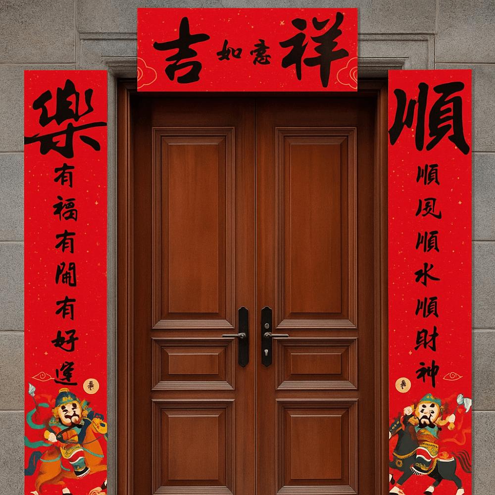 Calligraphy 2026 New Year Door Couplet Set Leave No Trace Fu Character Sticker  Corridor