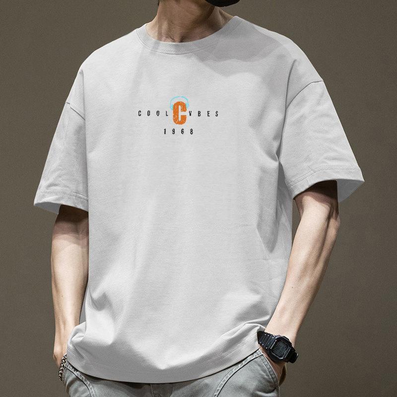 2025 Summer New Cotton Short Sleeved T-shirt for Boys Hong Kong Style Trendy Ins Versatile Loose Trendy Brand Base Shirt