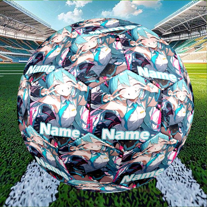 Custom Name Personalized Hatsune Miku Print Size 5 Soccer Ball Training & Match Football, for Team, Kicking, Gift for Football Enthusiasts