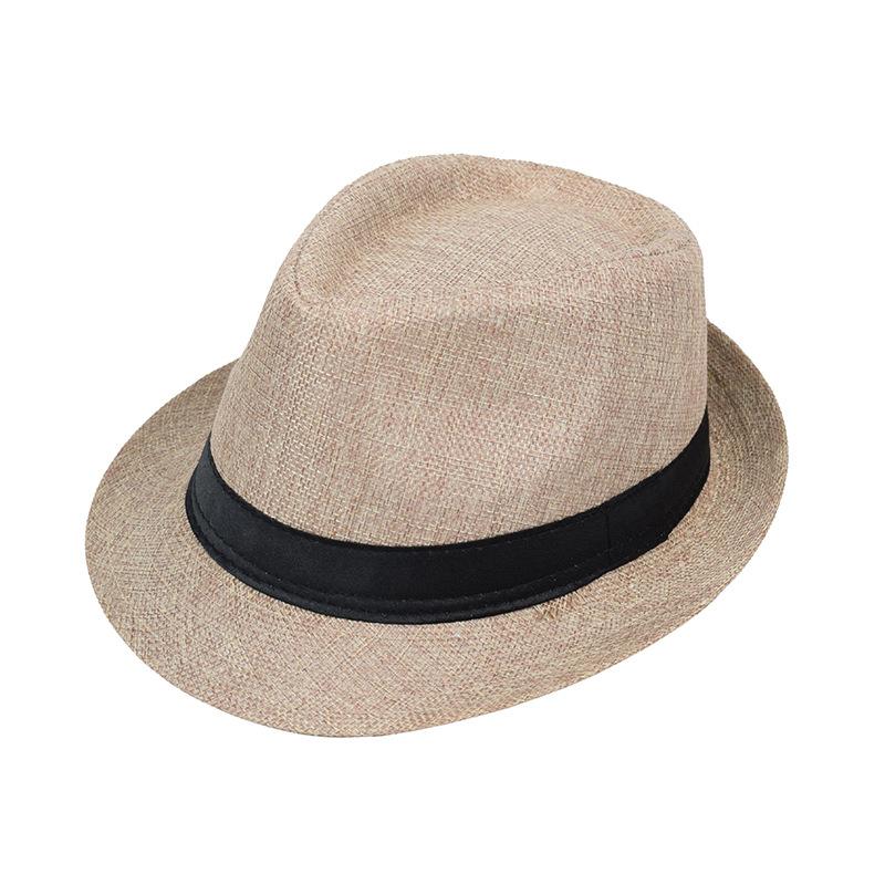 Linen Rolled-Brimmed Jazz Hat Summer British Retro Small Top Hat Outdoor Sun Hat