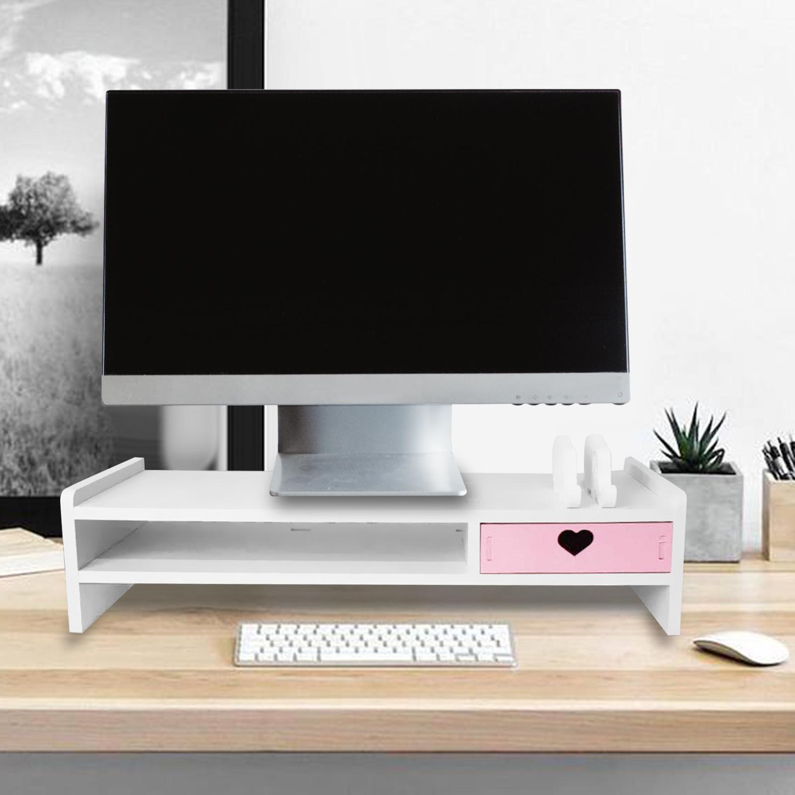 Computer Monitors Stand Riser Rack With Drawers Keyboard Storage For Student Desktop Storage Computer Pad Heightened Shelf Rack
