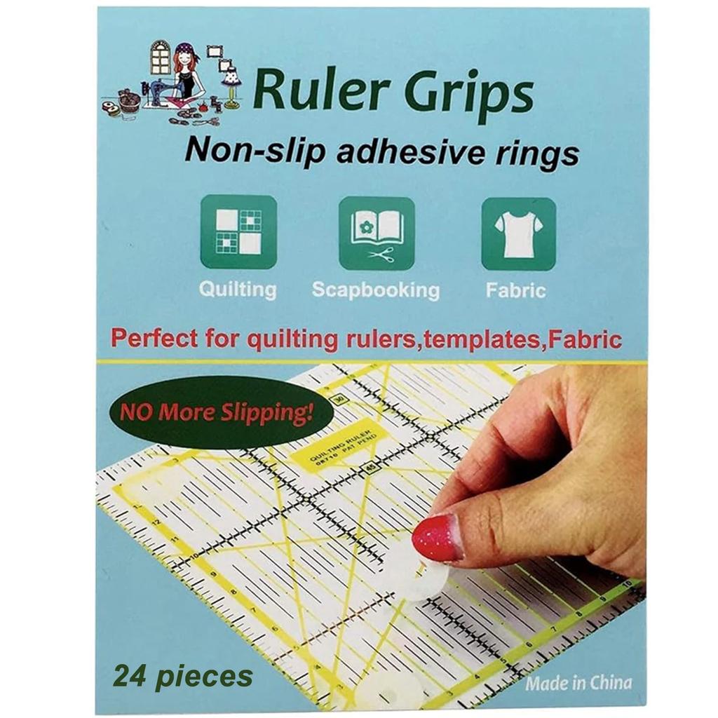 48Pieces Total-24Large&24Small Non-Slip Silicone Grips for Quilt Templates, Quilting Rulers, Adhesive Backing Rings Sewing Tool