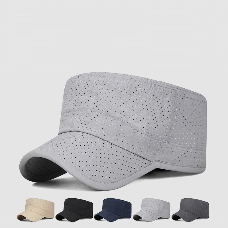 Summer Breathable Solid Color Sunscreen Quick-Drying Cap Adjustable Outdoor Sunshade Flat Top Cap