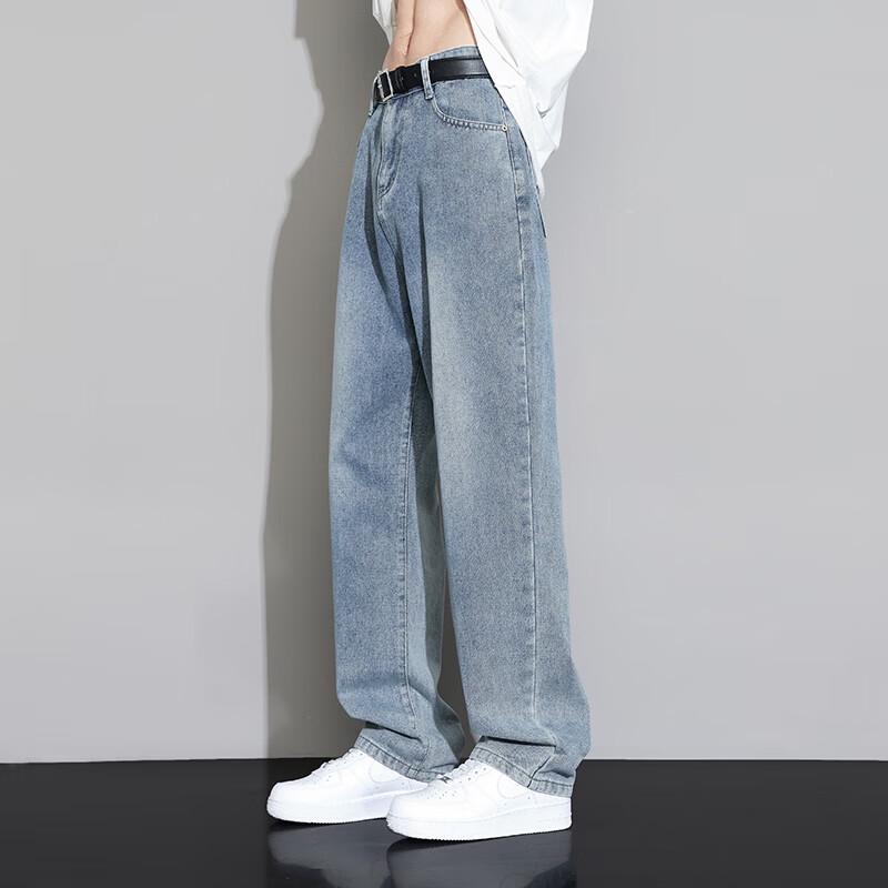 Zhuofei Li Men's Retro Washed Loose Straight Jeans