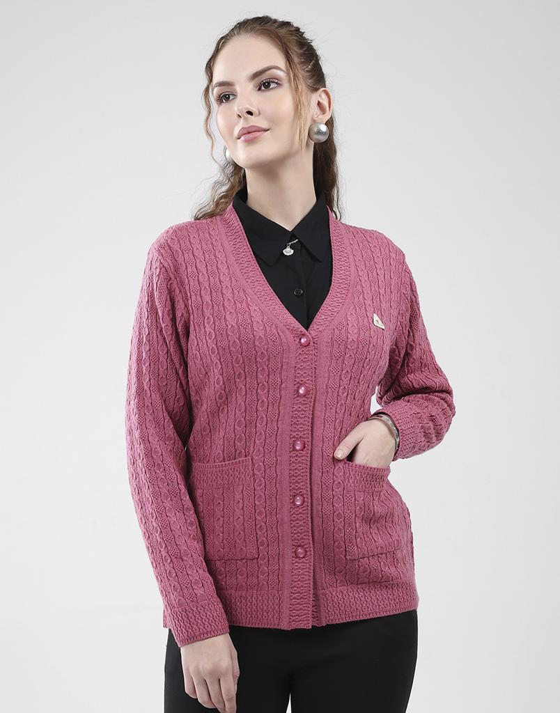 MONTE CARLO Women's V Neck Full Sleeves Cardigan