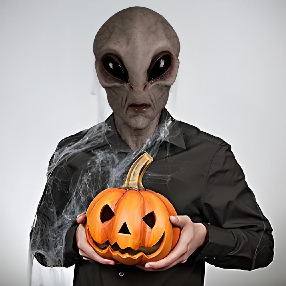 Halloween Alien Maske Maskenballmaske Latex Horror Gesichtsmaske Kreative Alien Gesichtsbedeckung Realistische Alien Kopfmaske für Party Requisiten