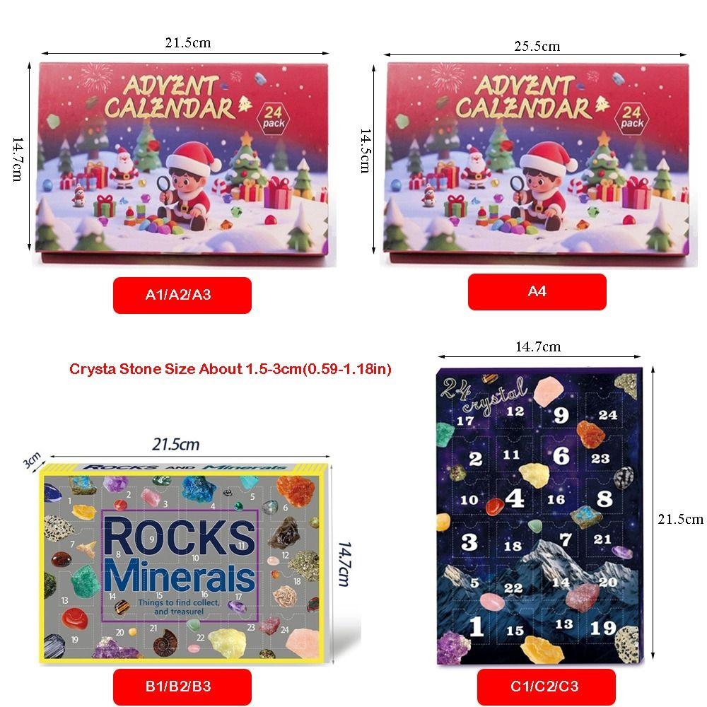 Unique Christmas Crystal Gemstone Blind Box 24 Grid Colorful Rock Mineral Specimens Interesting Natural Healing Stone