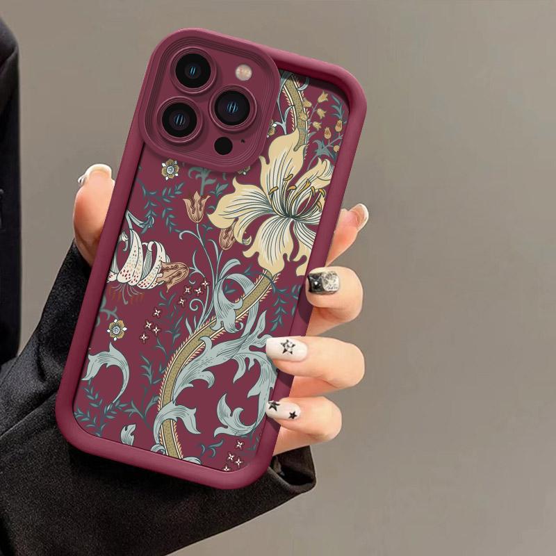 

Retro William Morris Floral Print Phone Case for iPhone 17 16 15 14 13 12 11 Series Pro Max Plus Double Layer Protection iphone 16 Plus