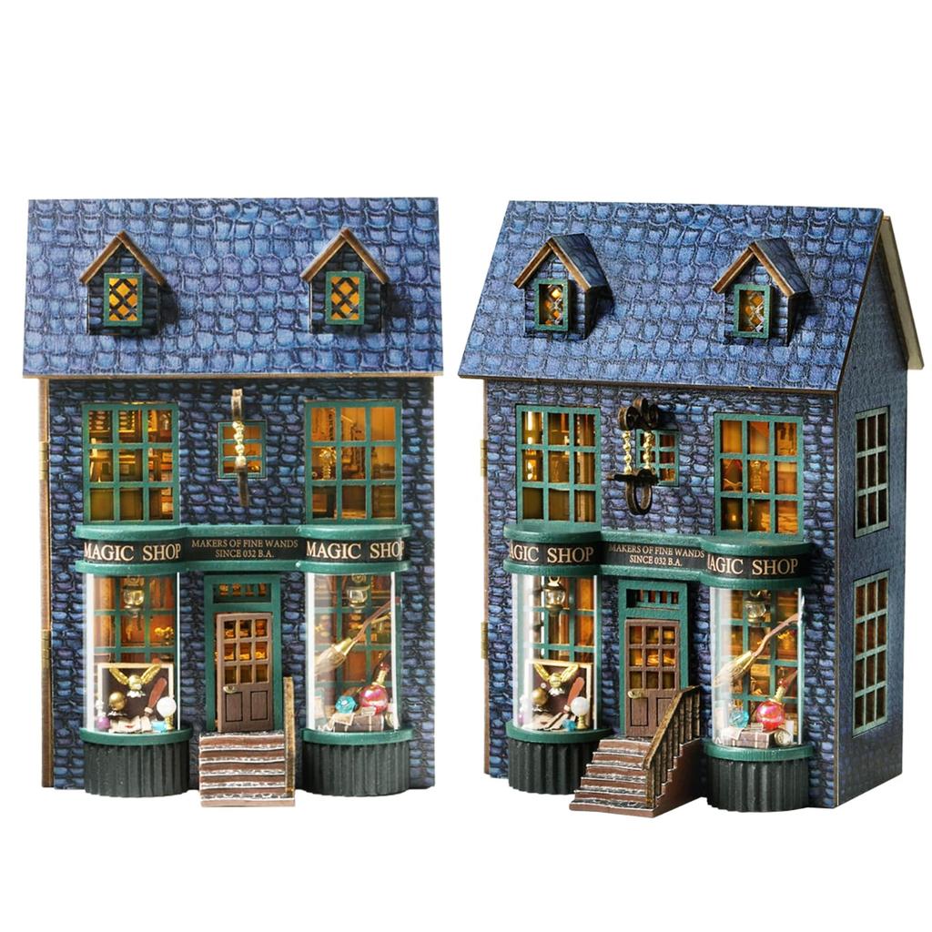 Spilay DIY Wooden Miniature Dollhouse Handmade Kit Furniture Set Interior Ornaments Housewarming Creative + LED Light, 3D Puzzle Toys for Kids,