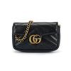 GG Marmont Distressed Gold Logo Chain Shoulder Bag Quilted Leather Mini Wallet Women Handbags Black 575161-DTDCT-1000