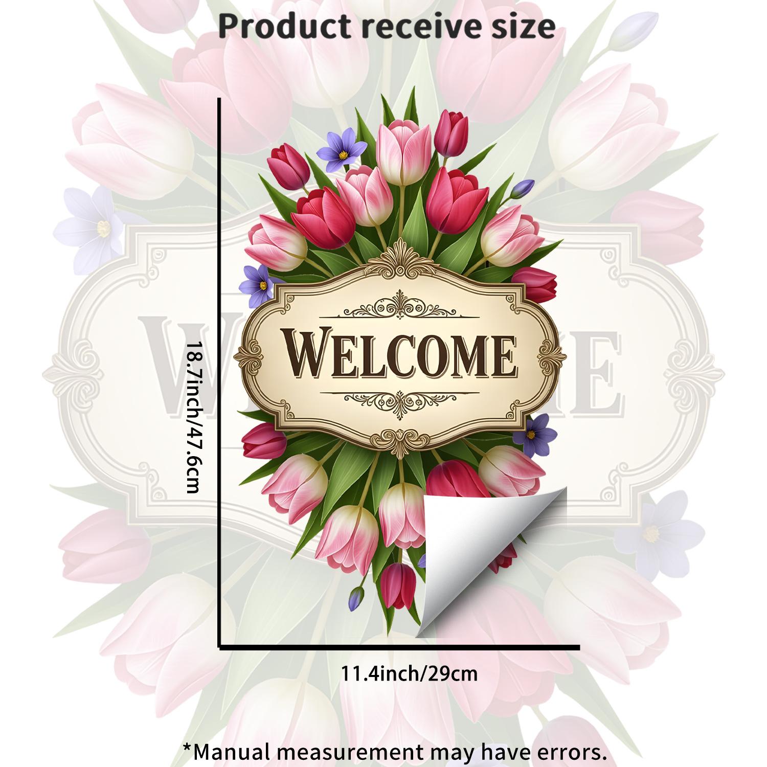 

Creative Tulip Welcome Sign Static Cling Wall Sticker for Shop Restaurant Entryway Home Decor 29x48cm різнокольоровий