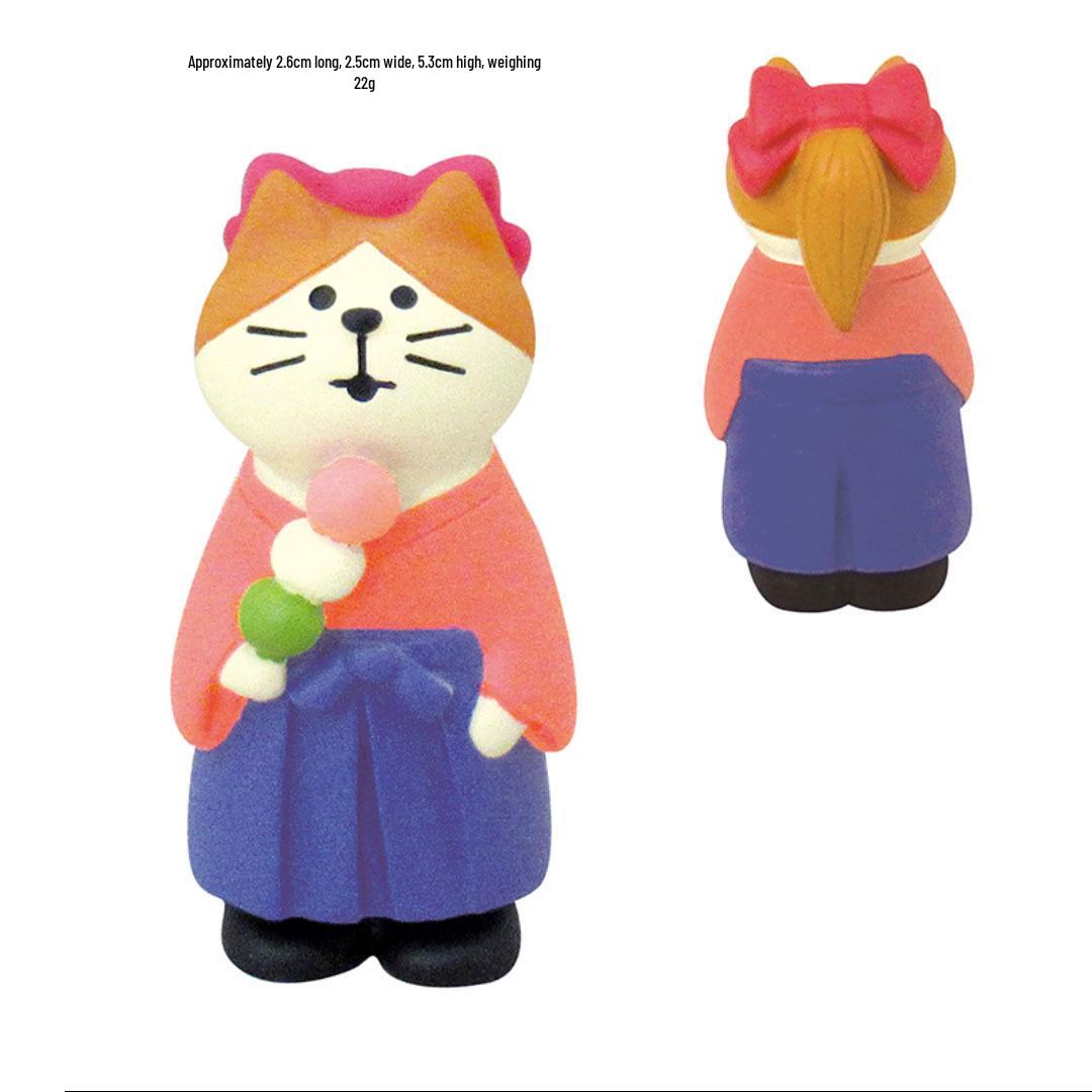 ZAKKA Japanese Cat Resin Figurine - Flower Viewing Festival DIY Trendy Blind Box Toy, Decoration, Gift & Ornament