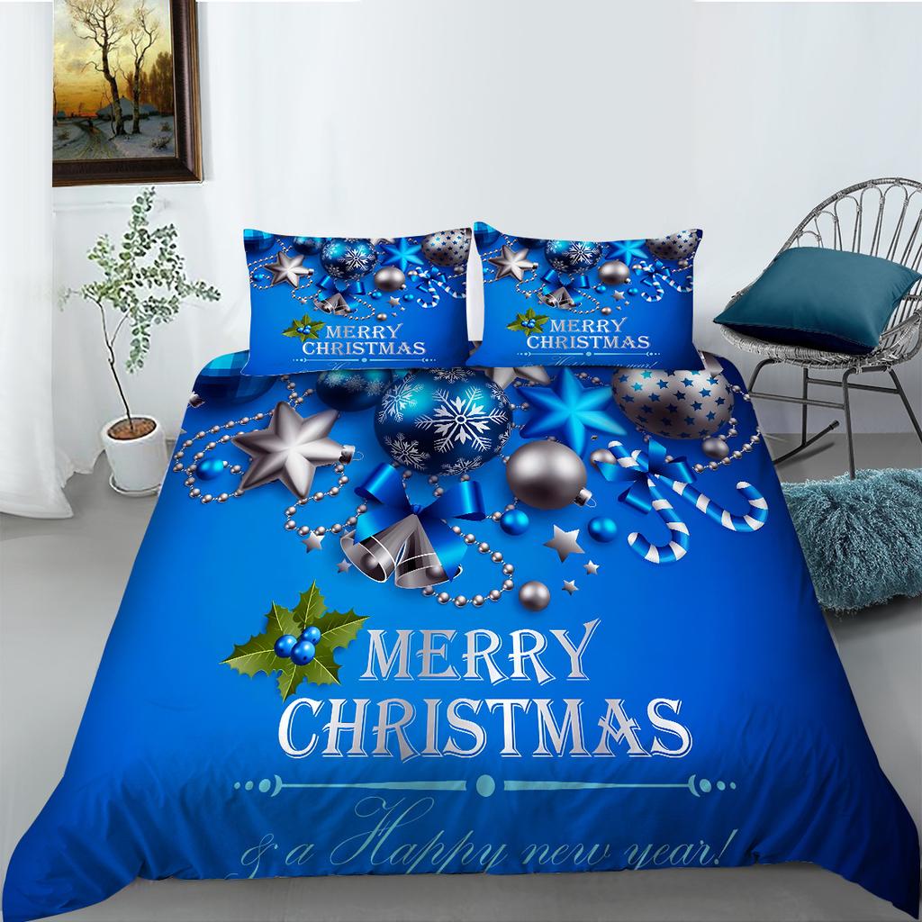 Christmas Decoration Quilt Cover Pillowcase Two Three Piece Set Polyester 3D Digital Printing Holiday Gift