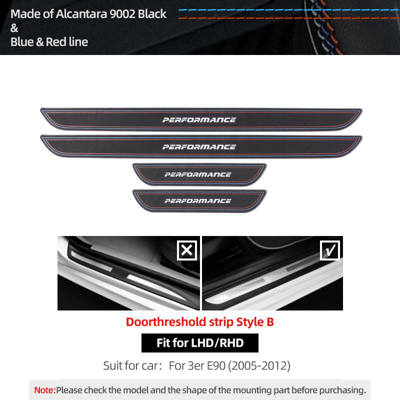 For BMW E90 2005-2012 Made of Alcantara Door Sill Trims Strip Threshold Protect Sticker Car Interior Tuning Decor Accessories