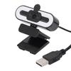 1080P HD Webcam with Adjustable Ring Light and Microphone Wide Angle Camera USB 2.0 Plug and Play Computer Web Camera