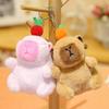 Soft Fabric Capybaras Plush Keychain with Music Box Cartoon Animal Character Backpack Charm Unique Accessory for Bag