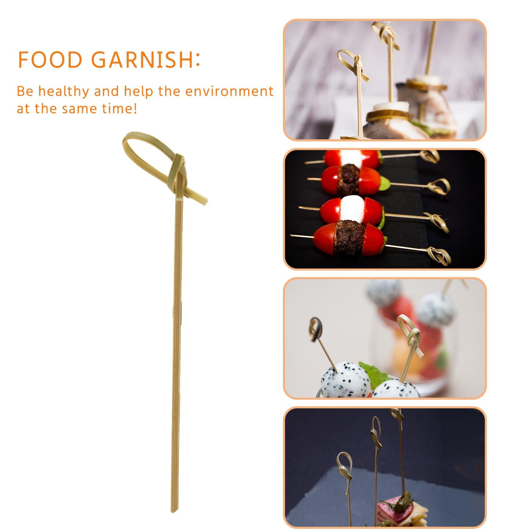 A84X-300 Pack Bamboo Cocktail Picks Cocktail Toothpicks Bamboo Skewers Toothpicks For Appetizers 4 Inch