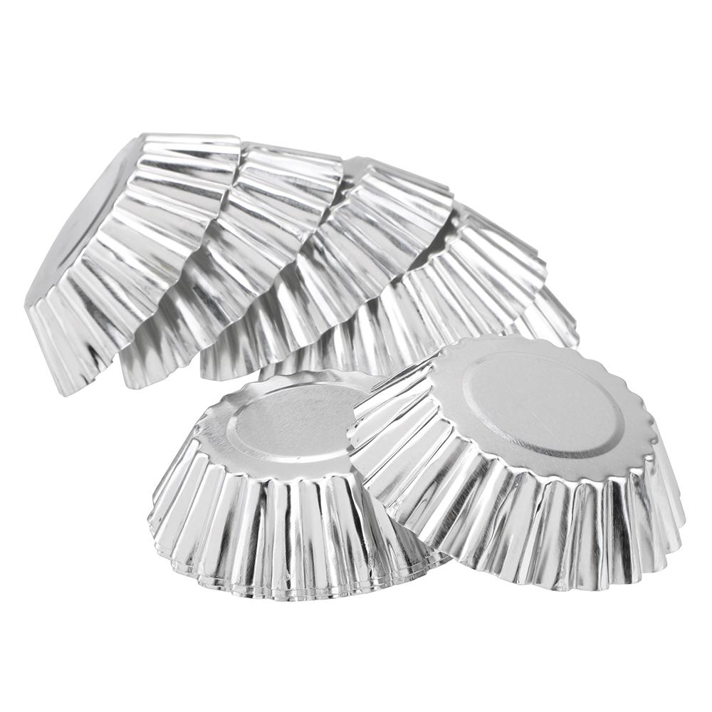 Reusable Non-stick Ripple Egg Tart Mold Aluminum Alloy Flower Shape Cupcake Mold Pudding Jelly Mold Muffin Baking Cup 10pcs/set