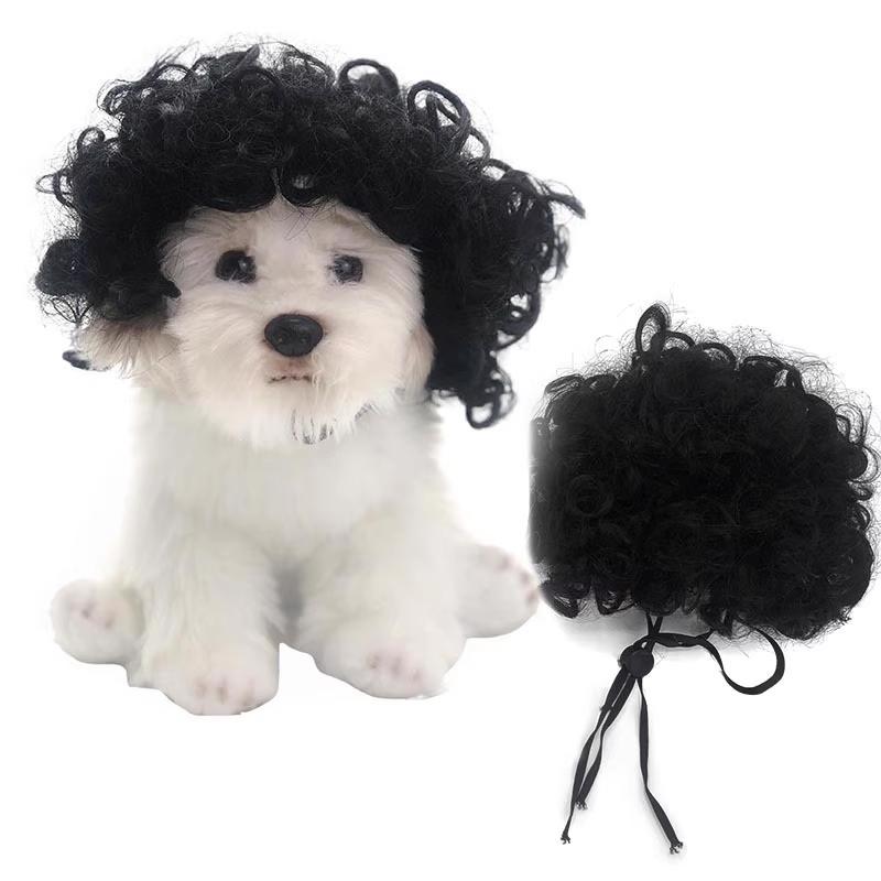 Pet Hat Wig Cover Dog/Cat Cosplay Spoof Wig Pet Headwear Supplies Accessories Curly Hair Straight Hair Diy Hand Woven Hair Wig