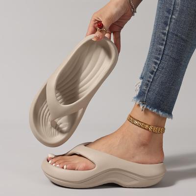 Women's Slip-On Sandals with Mid-Heel & Thick Cushioned Sole - All-Day Comfort, Four-Season Wear for Beach, Daily Use, Beach Shoes