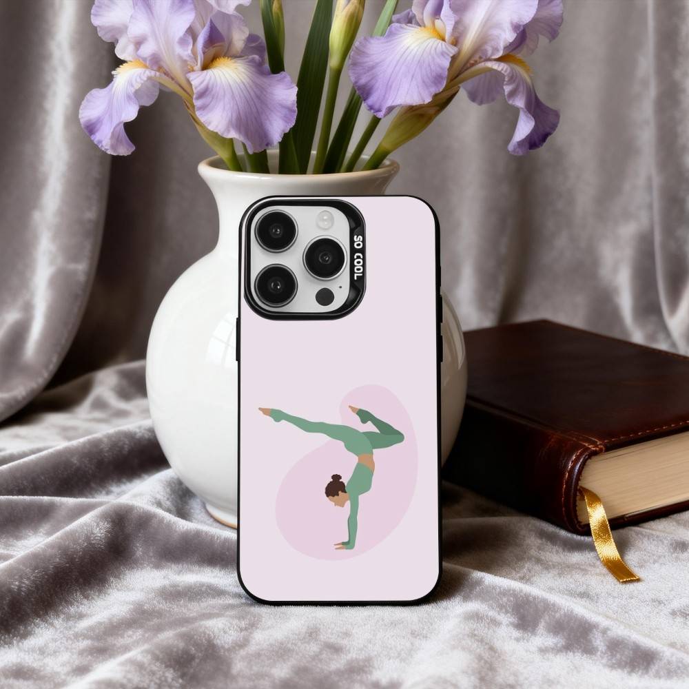 GYM Girl G-Gymnastic art  Phone Case For iPhone17,16,15,14,13,12,11 Plus,Pro Max Black Candy silver phone case