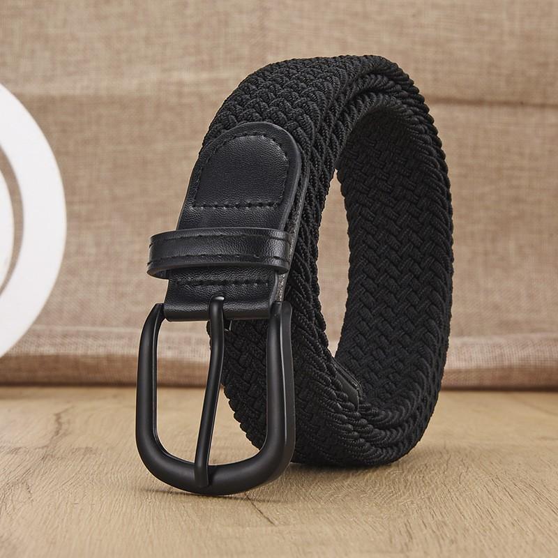 Non perforated men's and women's woven waist belt, elastic canvas belt, women's Korean version versatile student pants belt