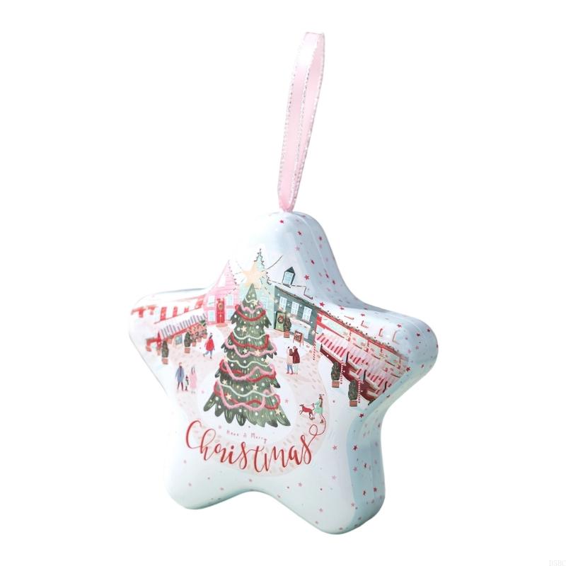Christmas Themed Metal Storage Box Portable Carry Strap Gift Packaging Organizers