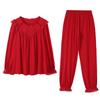 Pajamas Ladies Spring and Autumn Long Sleeve Suit Newlywed Bride Big Red Cotton Festive Birthday Loungewear