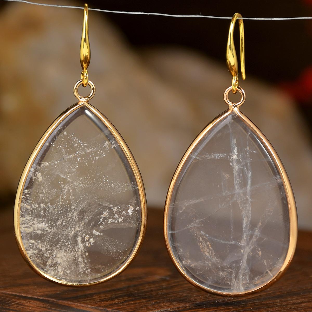Fashionable Colorful Retro Bohemian Drop Natural Stone Pendant Earrings Women s Ear Pendants Accessories