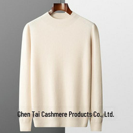 Men's Half-High Collar Solid Wool Sweater – Business Casual Knitted Pullover