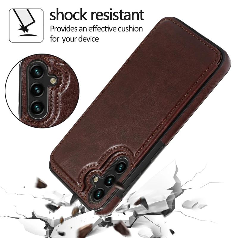 For lommebok Dobbelknapp Flip Lærveske For Samsung Galaxy S24 Ultra S23 FE S22 Plus S21 S20 A13 A14 A15 A51 A52 A53 A54 A71 A73